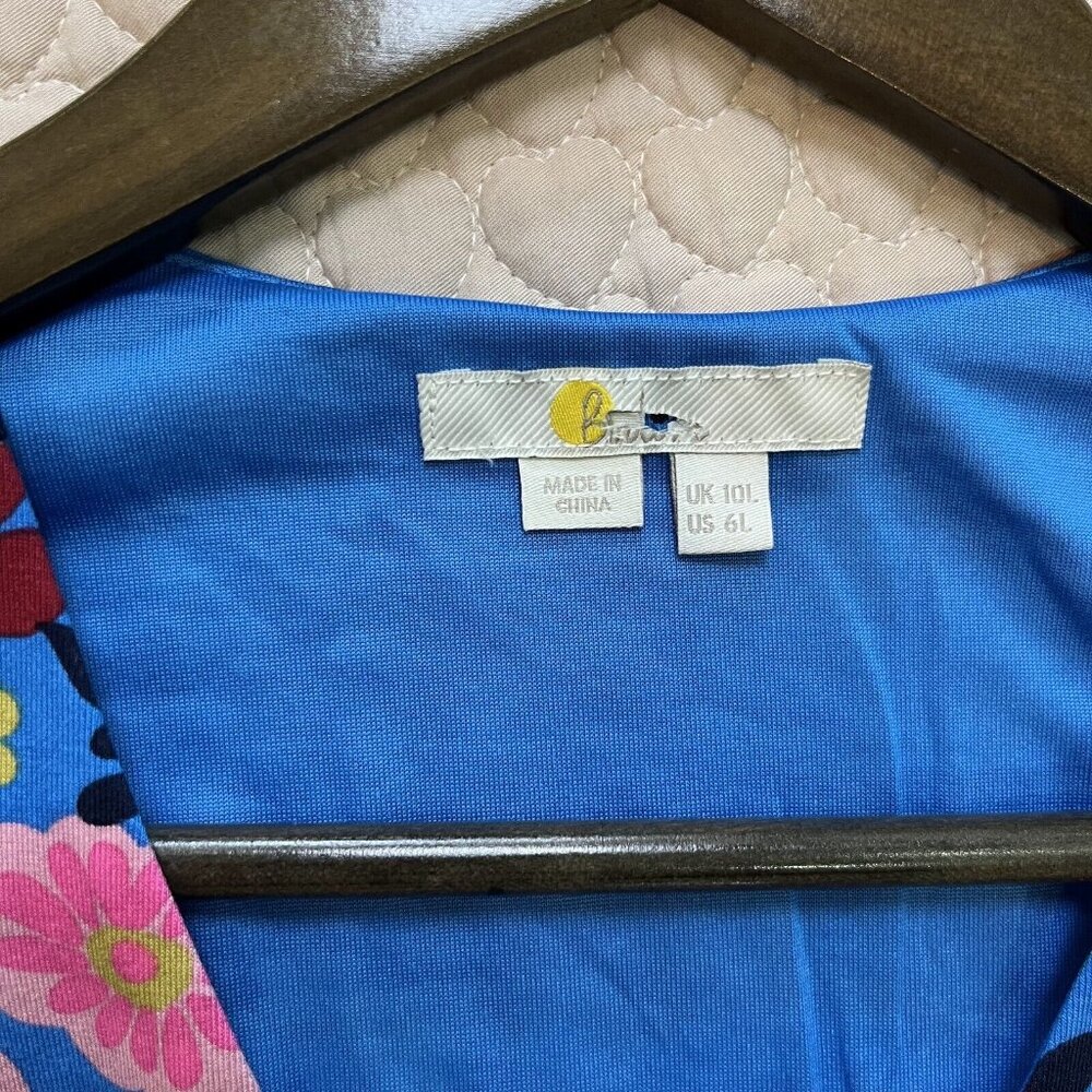NWOT Boden Jersey Mini Tea Dress Long Moroccan Blue Flora Bloom Size 6L - Picture 5 of 10
